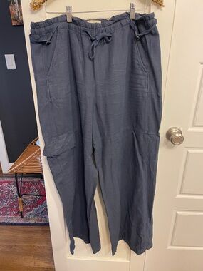 Anthropologie navy linen Drawstring Linen Pants L